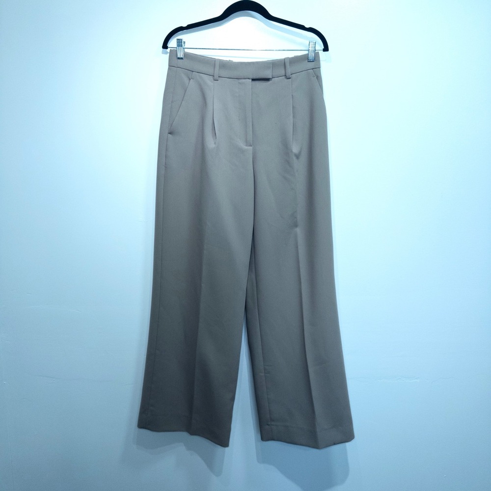 Abercrombie & Fitch Taupe Sloane Pleated Wide Leg Trousers 28/6R